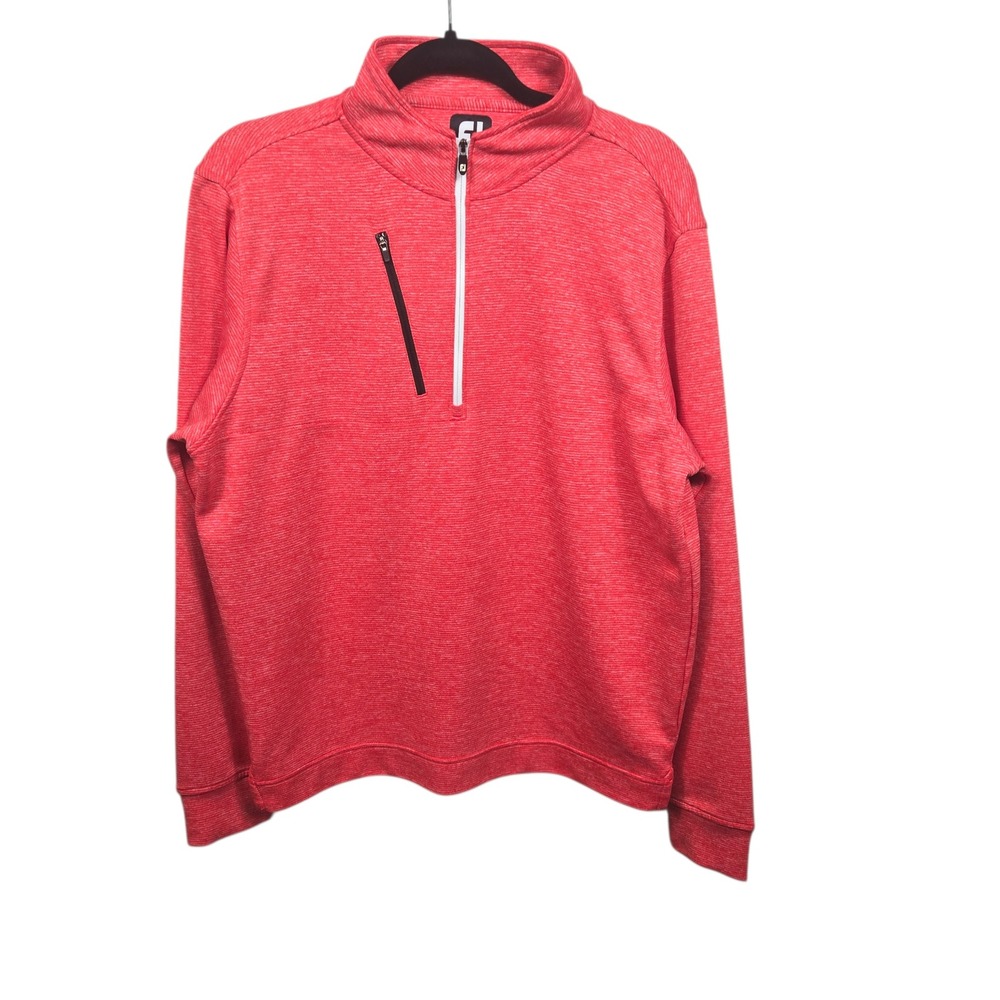 FootJoy‎ Mens Red Heathered 1/4 Zip Golf Pullover Jacket Size Medium